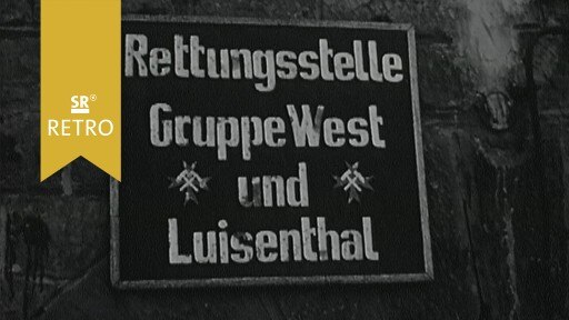 Foto: Schild Rettungsstelle Gruppe West und Luisentahl (Rückblick auf das Grubenunglück Luisenthal)