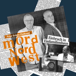 Collage mit Zeitungsausschnitten, Podcast-Hosts und Schriftzug Mord Nordwest