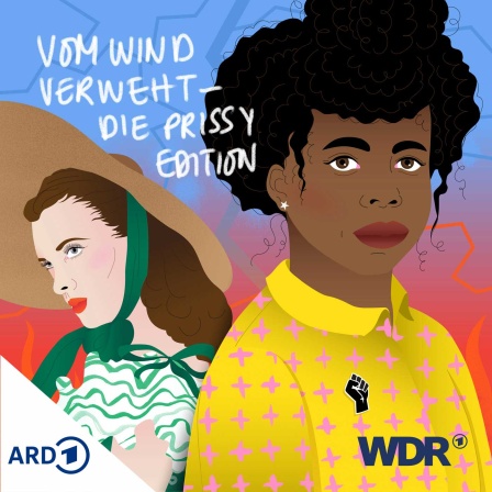 Illustration zum Hörspiel Vom Wind verweht - Die Prissy Edition. Person auf der linken Seite: Scarlett, Person auf der rechten Seite: Celeste.