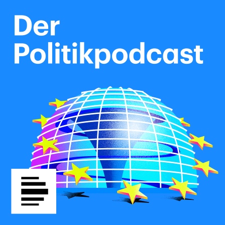 Das Logo zeigt den Schriftzug "Der Politikpodcast" in einer Bildcollage mit der Reichstagskuppel in Berlin.