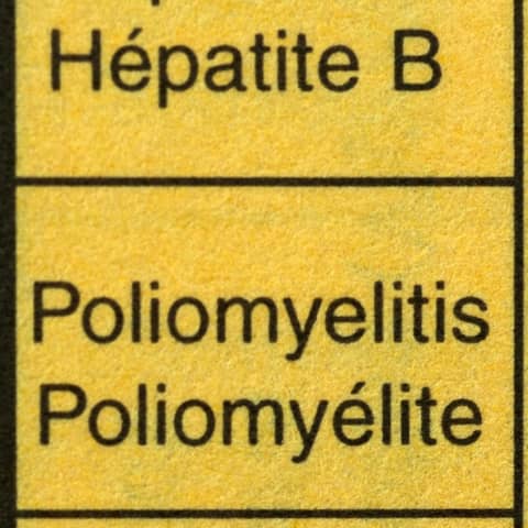 Ein Nachweis ueber eine Impfung gegen Poliomyelitis (Kinderlaehmung)