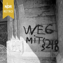 Graffiti "Weg mit §218" in Oberhausen, 1975