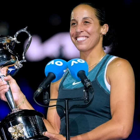 Madison Keys mit dem Daphne Akhurst Memorial Cup.
