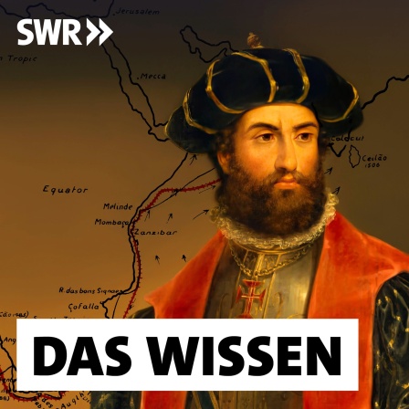 Karte der ersten Reise und Porträt von Vasco da Gama (um 1469 - 24. Dezember 1524), portugiesischer Entdecker. Digital bearbeitet nach einem Gemälde von António Manuel da Fonseca. Die Entdeckung des Seeweges nach Indien durch Vasco da Gama und seine Gefährten 1497/98 markiert den Anfang der Kolonisierung der östlichen Welt durch die Europäer.