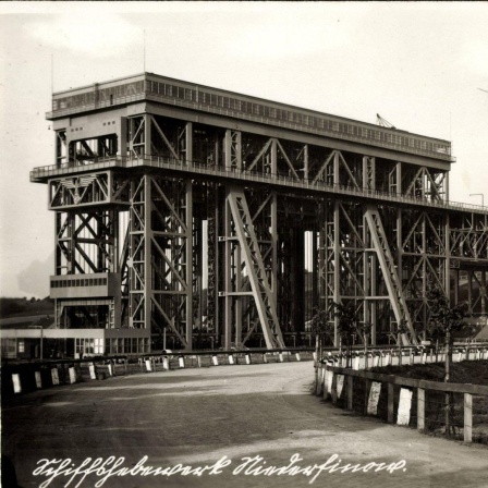 Das Schiffshebewerk Niederfinow im Kreis Barnim 1934 kurz nach Fertigstellung.