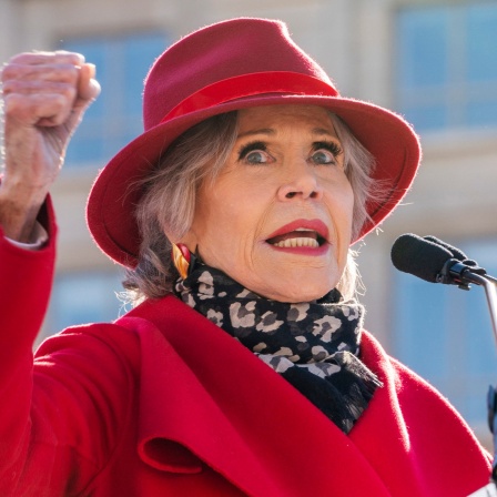 Jane Fonda bei einer Veranstaltung für den Klimaschutz 