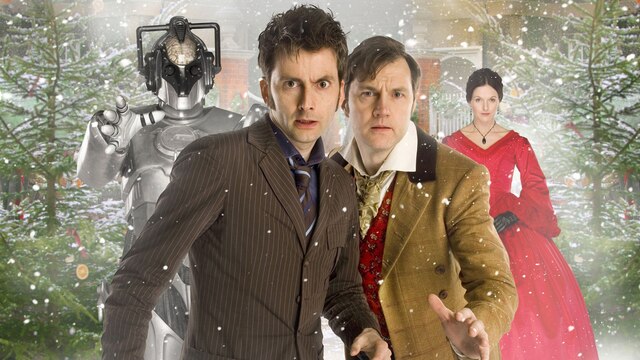 Doctor Who (David Tennant, r) und Jackson Lake (David Morrissey, 2.v.l) mit Mercy Hartigan (Dervla Kirwan, l)