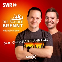 Christian Spannagel und Bob Blume auf dem Podcast-Cover von &#034;Die Schule brennt - der Bildungspodcast mit Bob Blume&#034;