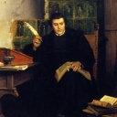 Luther übersetzt die Bibel auf der Wartburg, 1872, Paul Thumann