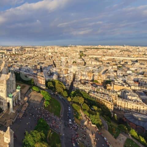 Basilique du Sacré-Cœur de Montmartre Paris (Panorama-Luftaufnahme)