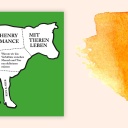 Cover des Buches "Mit Tieren leben" von Henry Mance. Es zeigt die Umrisse eines Rindes vor grünem Hintergrund.