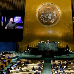 77. Sitzung der Generalversammlung der Vereinten Nationen im Hauptquartier der Vereinten Nationen (UN) in New York.