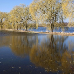 Eine Wiese wurde von Regenwasser überschwemmt.