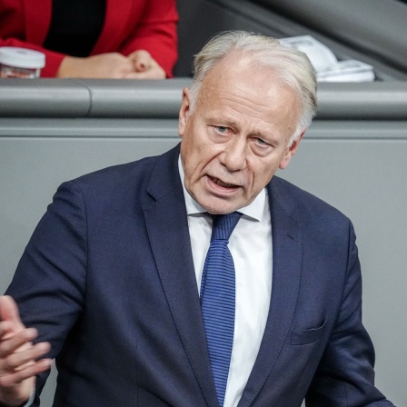 Der Grünen-Politiker Jürgen Trittin hält im Deutschen Bundestag eine Rede.
