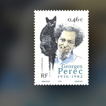 Eine Briefmarke mit dem Konterfei des französischen Autors Georges Perec