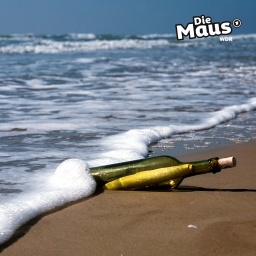 Flaschenpost am Strand