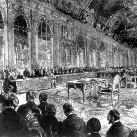 Unterzeichnung des Friedensvertrages im Schloß von Versaille
