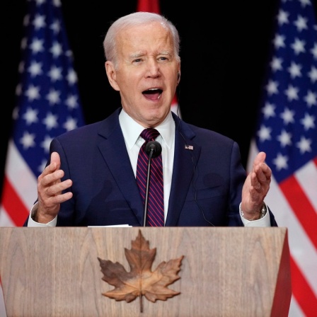 Joe Biden, Präsident der USA, spricht während einer Pressekonferenz.