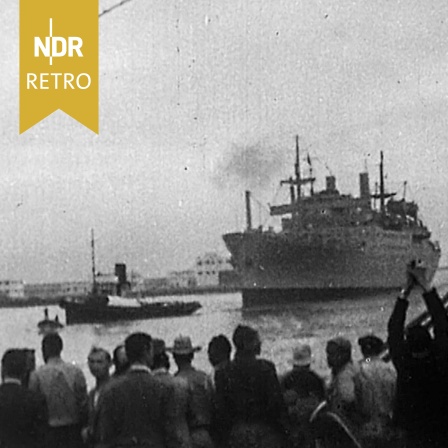 Ankunft des US-Truppentransporters Geiger mit fünf von sechs Überlebenden in Casablanca, 28.09.1957.