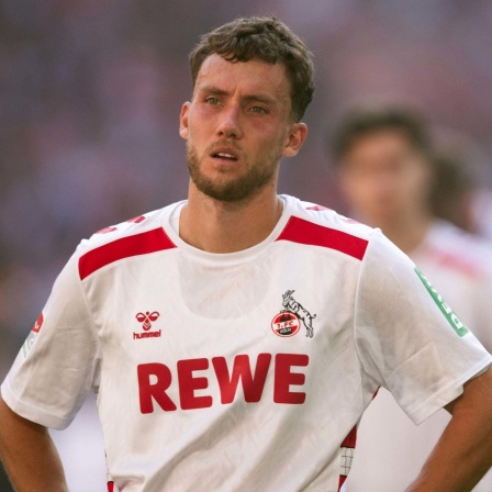 Luca Waldschmidt vom 1. FC Köln reagiert während eines Spiels