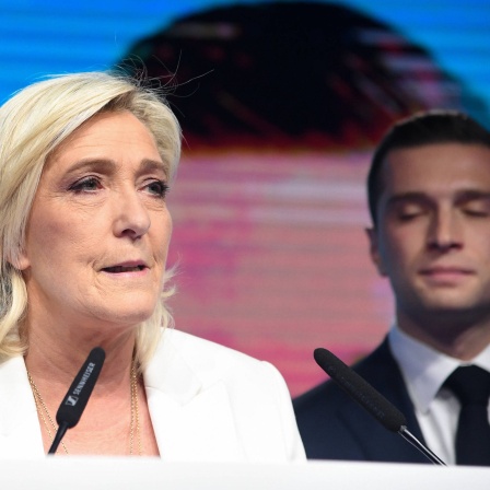 Marine Le Pen Elections europeennes soiree electorale de Jordan Bardella