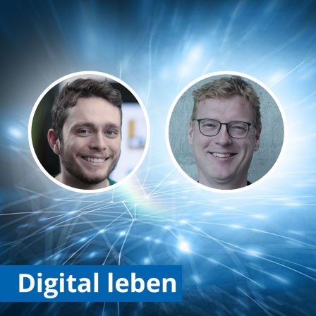 Logo &quot;Digital leben&quot; mit Porträts von Christoph Schneeweiß und Marcel Roth