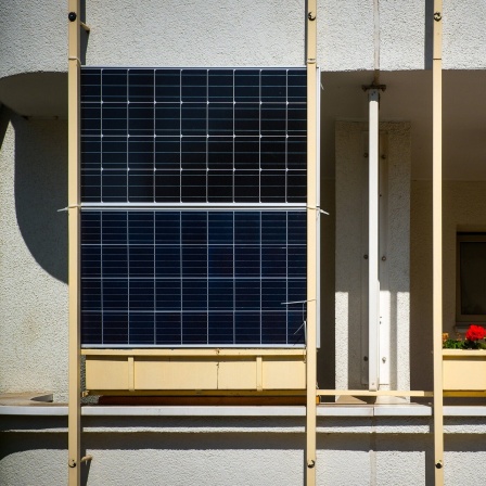 Mini-Solaranlage  auf dem Balkon eines Mietshauses 