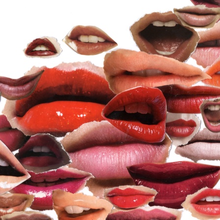 Papiercollage verschiedener Lippen.