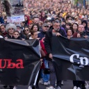 Demonstrationszug in Serbien