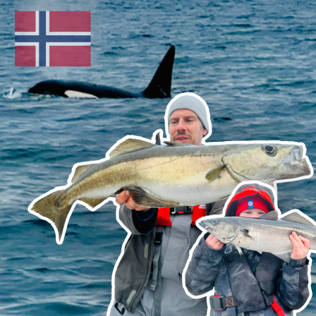 Frieder und sein Sohn Frederik mit zwei prächtigen Seelachsen in Norwegen(Bild: rbb/F.Rößler)