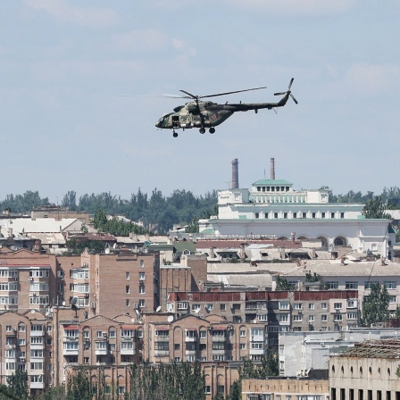 Ein russischer Hubschrauber über Donzek