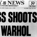 Zeitungsüberschrift der Daily News zum Attentat von Valerie Solanas auf Andy Warhol