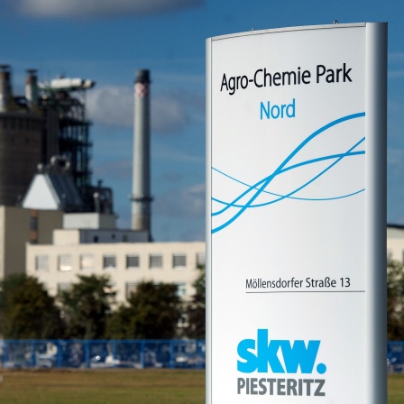 Blick auf das Verwaltungsgebäude der SKW Stickstoffwerke Piesteritz GmbH.