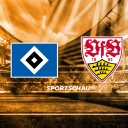 Logokombination des Relegationsspiels Hamburger SV gegen den VfB Stuttgart.