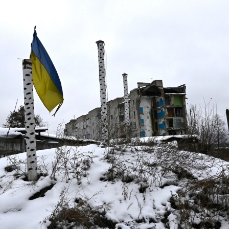 Destroyed buildings in Borodianka
