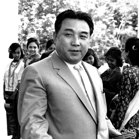 Schwarzweißaufnahme von Kim Il-Sung