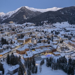 Blick auf Davos bei Sonnenuntergang vor dem 55. Jahrestreffen des Weltwirtschaftsforums (WEF).