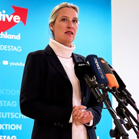 Interview · Weidel: "Kein Geld fürs Klima, kein Bürgergeld für Ausländer" ·  Podcast in der ARD Audiothek