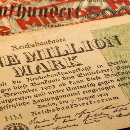 Nahaufnahme einer historischen Reichsbanknote zur Zeit der Hyperinflation 1923 in Höhe von einer Million Mark