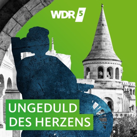 Silhouette einer jungen Frau im Rollstuhl, dahinter ein Schlossturm