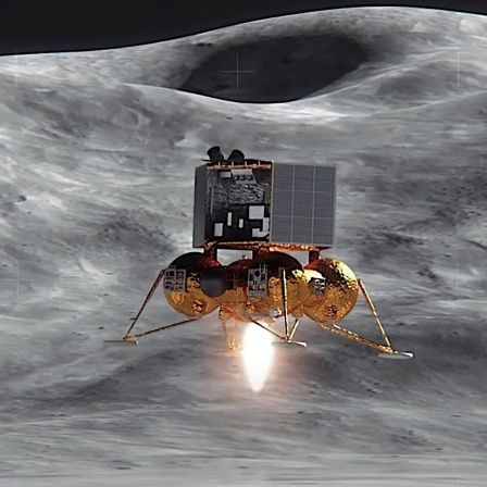 Eine künstlerische Darstellung der russischen Mondlandefähre Luna 25.