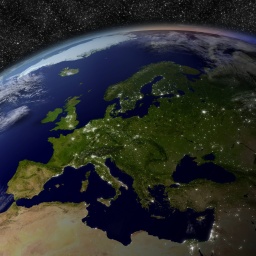 Europa vom Weltall mit Sternen
