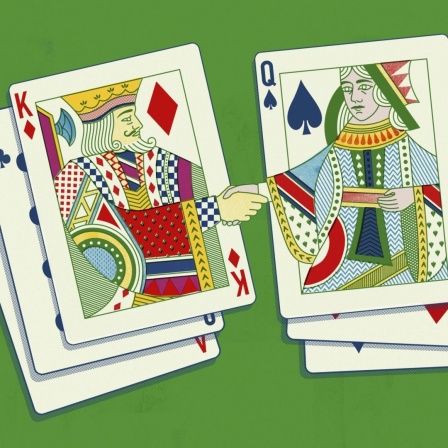 Illustration: König und Dame aus einem Kartenspiel schütteln einander die Hände.