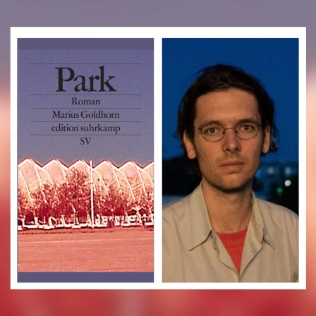 Buchcover: Park mit Autorenbild von Marius Goldhorn