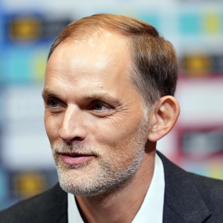 Der neu ernannte englische Cheftrainer Thomas Tuchel während einer Pressekonferenz im Wembley-Stadion.