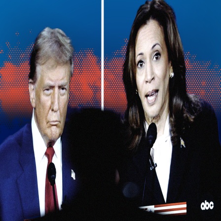 Präsidentschaftsdebatte zwischen dem republikanischen PräsidentschaftskandidatenDonald Trump und der demokratischen Präsidentschaftskandidatin und Vizepräsidentin Kamala Harris, am Dienstag, den 10. September 2024, in Philadelphia.