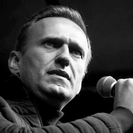 Der Oppositionsaktivist Alexei Nawalny spricht vor einer Kundgebung zur Unterstützung politischer Gefangener in Moskau. 2019