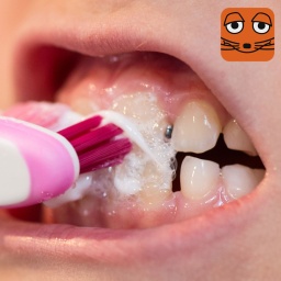 Ein Kind putzt sich die Zähne