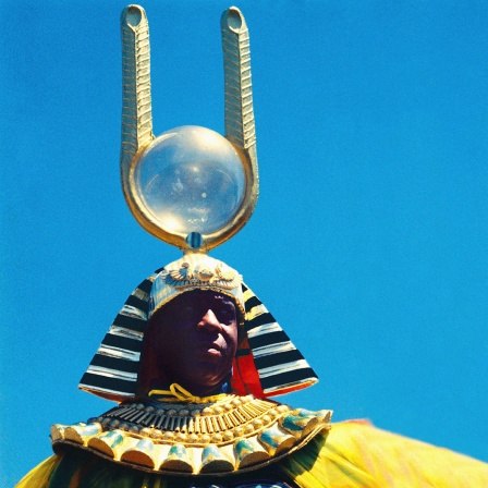 Der Jazzmusiker Sun Ra auf dem Plakat zu seimem Film "Space is the place" aus dem Jahr 1974.