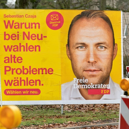 Wahlplakat der FDP zur Wiederholungswahl in Berlin